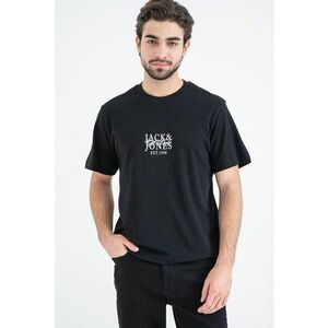 Tricou din bumbac cu imprimeu etnic - Negru/Maro/Albastru deschis imagine