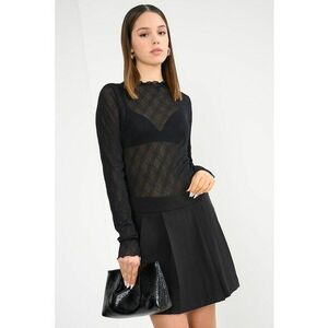 Bluza semitransparenta cu broderie - Negru imagine