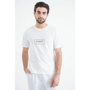 Tricou din bumbac cu detaliu logo pe piept - Alb optic/Crem imagine
