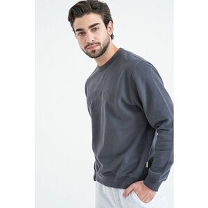 Bluza de trening din amestec de bumbac organic cu captuseala calduroasa - Gri inchis imagine