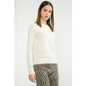 Pulover cu decolteu la baza gatului si model uni Happiness - Alb fildes imagine