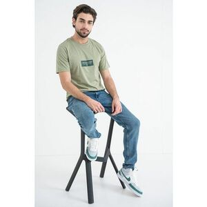 Tricou din bumbac cu detaliu logo pe piept - Verde englez/Verde sparanghel imagine