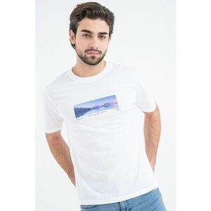 Tricou din bumbac cu imprimeu - Alb/Albastru lavanda imagine