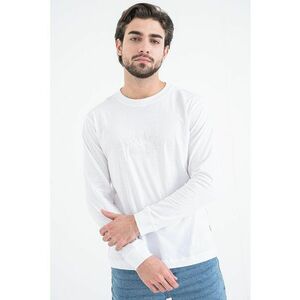 Bluza din bumbac cu logo brodat - Alb optic imagine