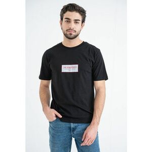 Tricou din bumbac cu detaliu logo pe piept - Negru/Coral imagine