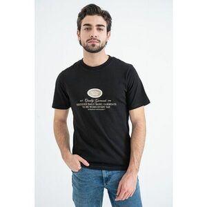 Tricou din bumbac cu imprimeu - Negru/Maro deschis imagine