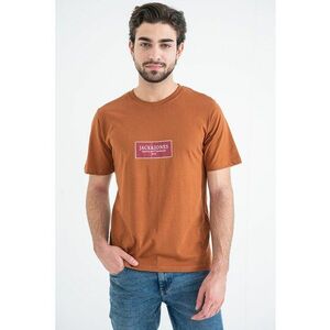 Tricou din bumbac cu detaliu logo pe piept - Maro/Violet pruna imagine