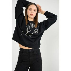 Bluza de trening lejera cu broderie - Negru/Bej imagine