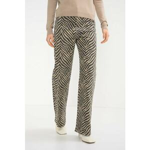 Pantaloni cu croiala dreapta si model zebra Tessa - Gri antracit/Maro camel imagine