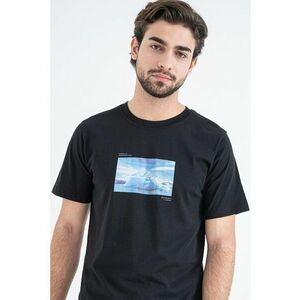 Tricou din bumbac cu imprimeu - Negru/Albastru glaciar imagine