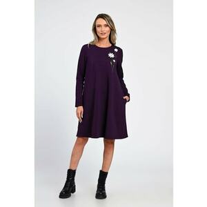 Rochie Dama - A-Line - cu Buzunare Laterale si Pictura Realizata Manual V365 - Alb imagine