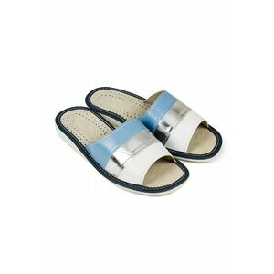 Papuci de Piele 46821 - Gri/Albastru imagine