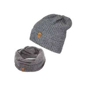 Set caciula + fular tip guler barbati - Brodrene - Acril - Circumferinta 56-60 cm - Fular 78 x 40 cm - Gri deschis imagine