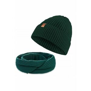 Set 2 in 1 - Caciula/Guler - Acril - Circumferinta 56-58 - Verde imagine