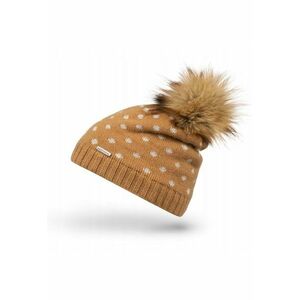 Caciula cu ciucure dama - Brodrene - Model cu buline - Acril - 55-58 cm - Maro deschis imagine