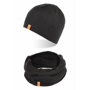 Set caciula si fular barbati - Brodrene - Fleece - Dimensiune universala - Negru imagine