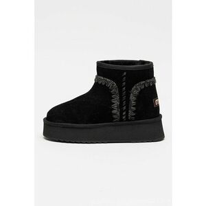 Ghete pull-on din piele intoarsa cu franjuri - Negru imagine
