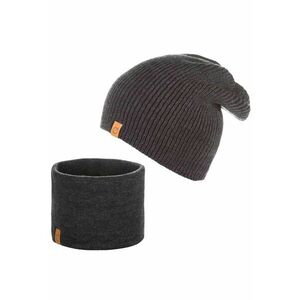 Set caciula + fular tip guler barbati - Brodrene - Acril - Circumferinta 56-60 cm - Fular 27 x 26 cm - Gri inchis imagine