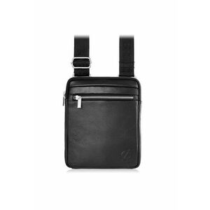 Geanta din piele - Brodrene - Postasi - G-02 - pentru barbati - pe umar - 18 x 23 x 5 cm - Negru imagine