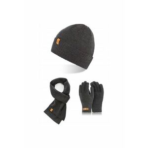 Set caciula cu fular si manusi barbati Brodrene - Acril - Gri inchis imagine