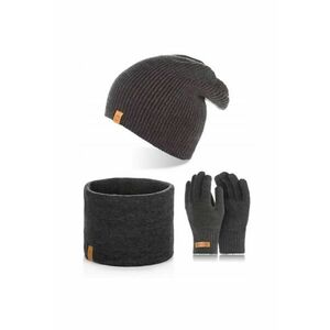 Set caciula cu manusi si fular Brodrene - Acril - Universal - Gri inchis imagine