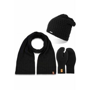 Set caciula - fular si manusi dama - Brodrene - Acril - Dimensiune universala - Negru imagine