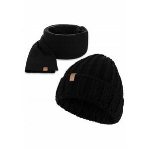 Set caciula si fular barbati - Brodrene - Acril - Dimensiune universala - Negru imagine