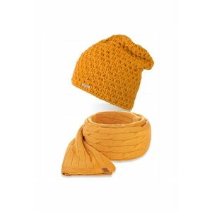 Set caciula si fular dama Brodrene - Acril - Galben imagine