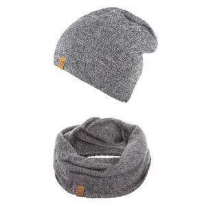 Set caciula + fular barbati - Brodrene - Acril - Circumferinta 56-60 cm - Fular 78 x 40 cm - Gri deschis imagine