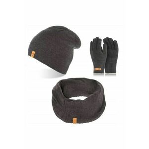 Set caciula cu manusi si fular Brodrene - Acril - Universal - Gri inchis imagine