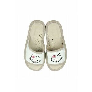 Papuci de casa pentru Piele naturala - Hello Kitty - Alb imagine
