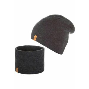 Set caciula + fular tip guler barbati - Brodrene - Acril - Circumferinta 56-60 cm - Fular 27 x 26 cm - Gri inchis imagine