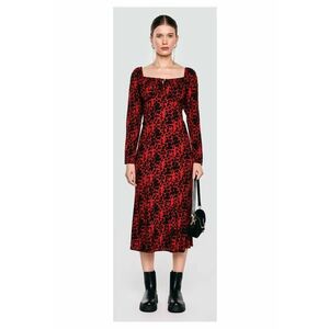 Rochie midi cu decolteu patrat Kiara - 65987 - Rosu/Negru imagine