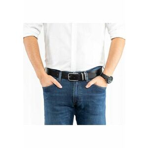 Curea barbati - piele naturala - design clasic - negru - talie 80cm imagine