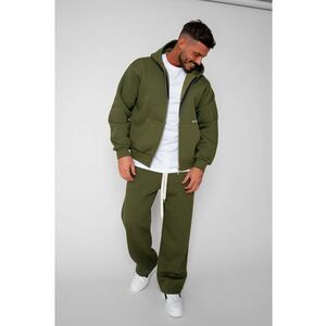 Set Winter hanorac cu fermoar si pantalon drept Kaki 19412 - Kaki imagine