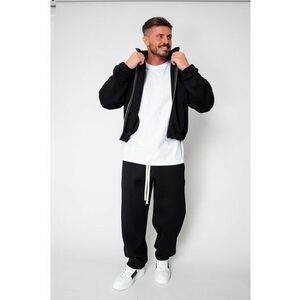 Set Winter Jacheta cu fermoar si pantalon drept Black 19429 - Negru imagine