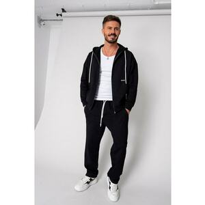 Set Loren din bumbac Jacheta si pantalon Black 19287 - Negru imagine