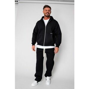 Set Winter CozyWide hanorac cu fermoar si pantalon drept Black 19408 - Negru imagine