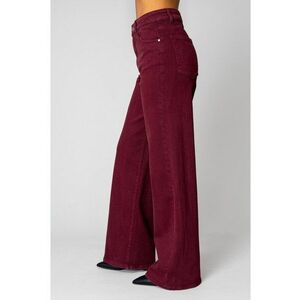 Blugi elastici largi din denim Burgundy 18610 - Visiniu imagine