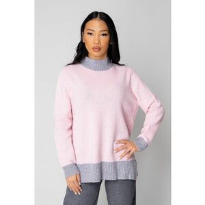 Pulover fin din 100% Lana Pink/Grey 19470 - Gri/Roz imagine