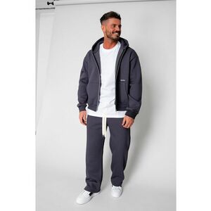 Set Winter hanorac cu fermoar si pantalon drept Grey Anthracite 19404 imagine