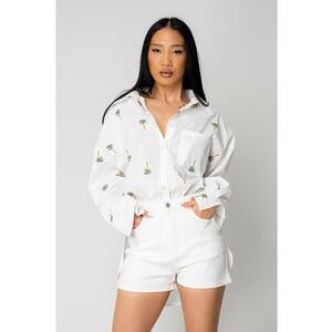 Blugi scurti din denim Off White 16385 - Alb imagine