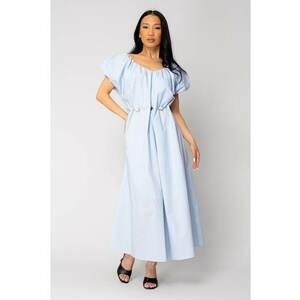 Rochie lunga cordon cu detalii ornamentale Light Blue 16339 - Albastru deschis imagine