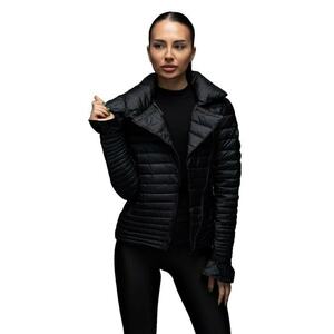 Geaca matlasata de primavara cu umplutura de puf gasca eleganta cambrata scurta - ADELAIDE - culoare Negru imagine