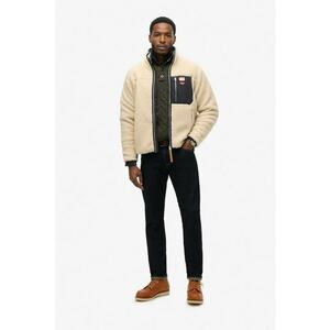 SUPERDRY - Jacheta din material teddy cu fermoar - Bej imagine
