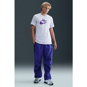 Tricou din bumbac cu imprimeu logo - Violet/Alb optic imagine