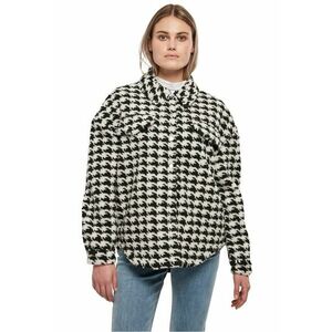 Jacheta pufoasa cu model houndstooth - Alb/Negru imagine