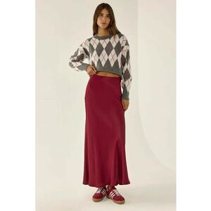 Fusta dama - Fusta Maxi Satin - visiniu - poliester imagine
