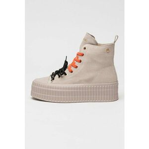 Tenisi flatform din piele intoarsa - Bej imagine