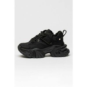 Pantofi sport low-cut din piele cu talpa masiva - Negru imagine